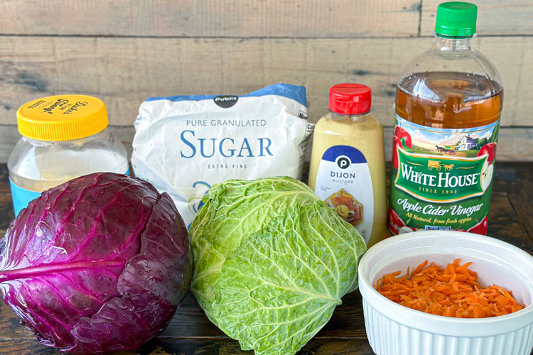 ingredients laid out for southern coleslaw