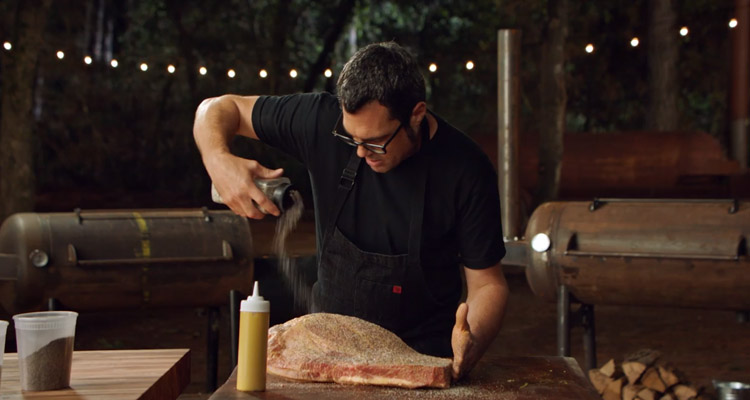 Aaron Franklin seasoning brisket