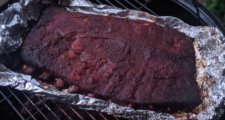 ribs on smoker in foil