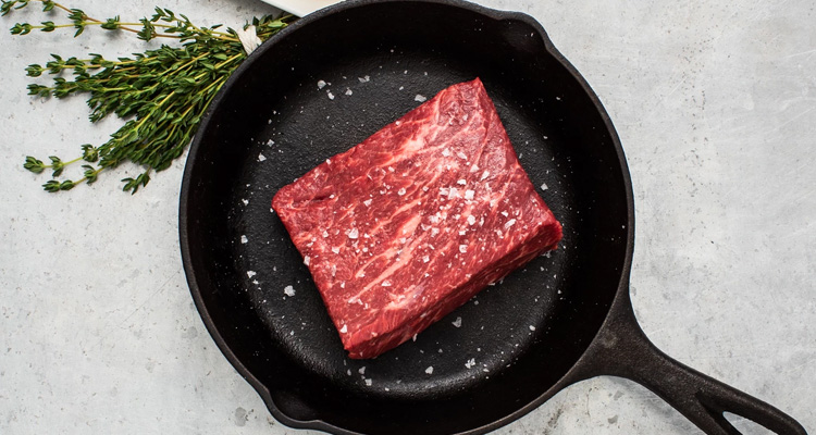 denver steak in cast iron pan
