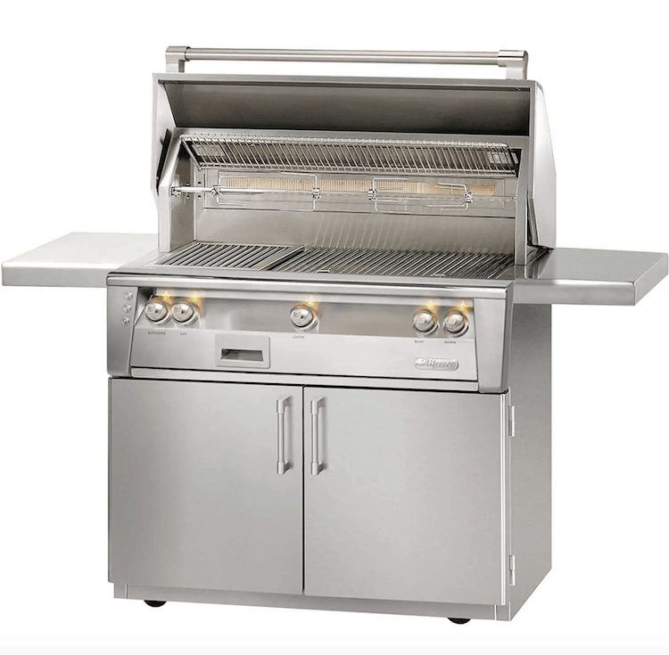 Open stainless steel gas grill