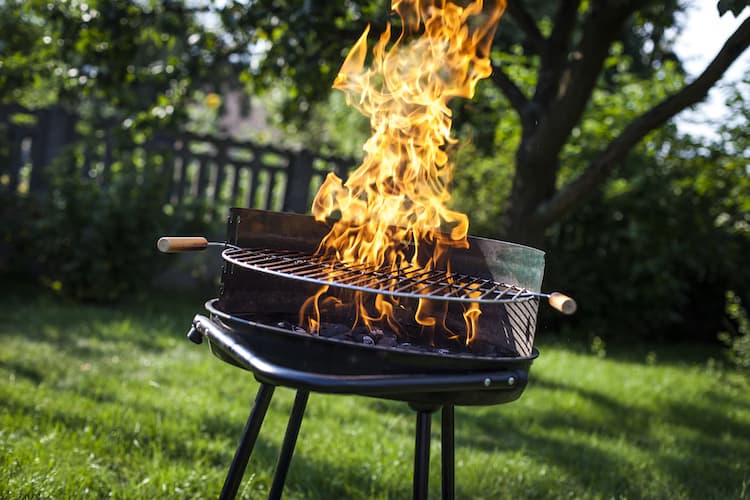 Grill with fire flames