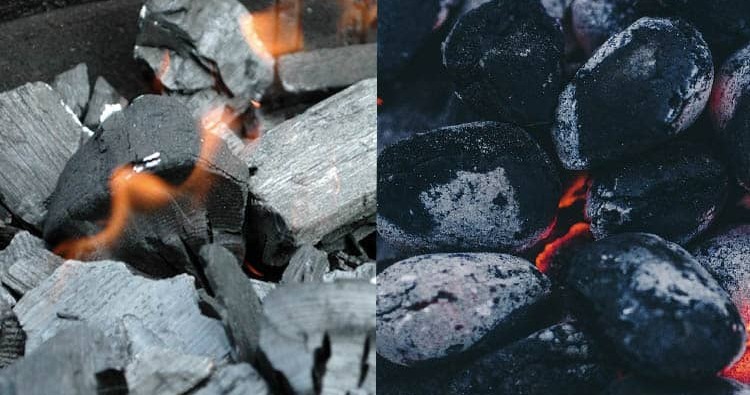 Lump charcoal and charcoal briquettes