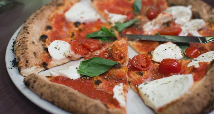 Neapolitan style pizza on a plate