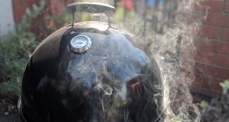 smoke coming out of weber smokey mountain
