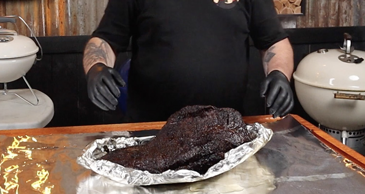 brisket wrapped in foil for resting
