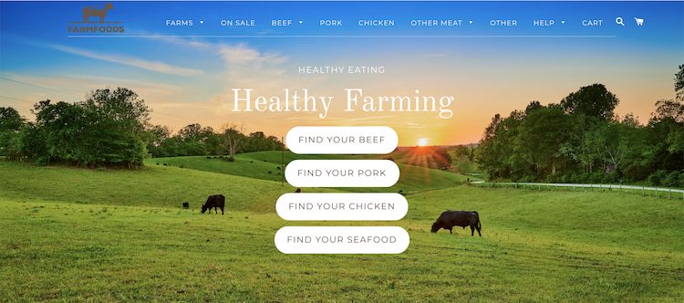 Farm Foods Market website homepage screenshot