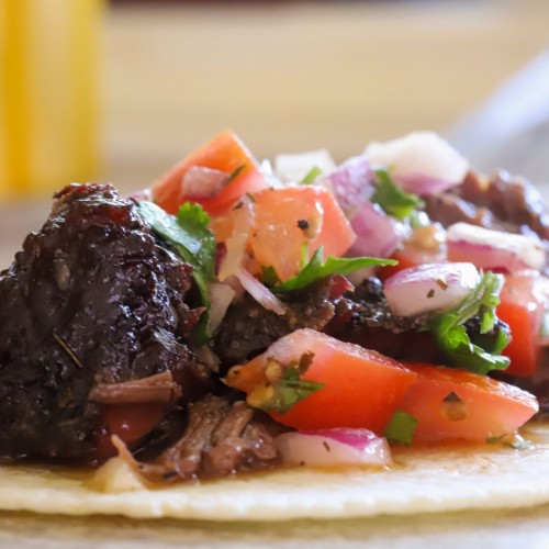 smoked beef cheeks taco