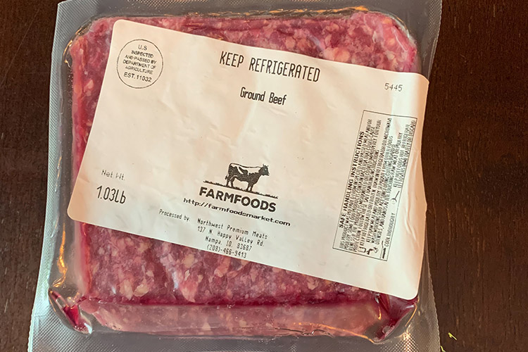 packaged raw ground beef from Farm Foods Market