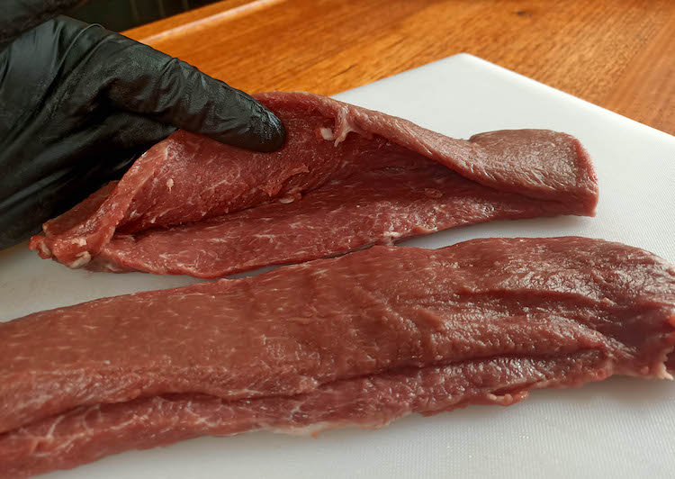 raw lamb backstraps with cut out pockets