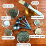 bbq lamb rub ingredients on a wooden table