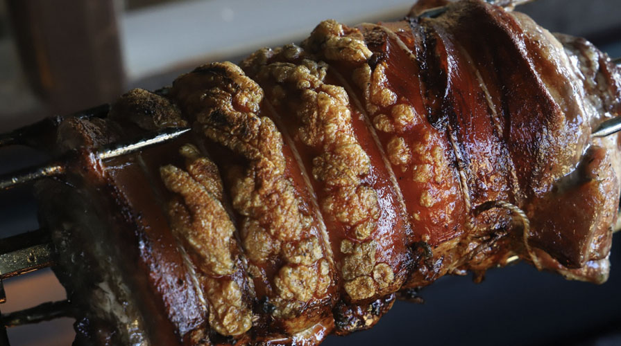 Porchetta Pork Belly on rottisserie