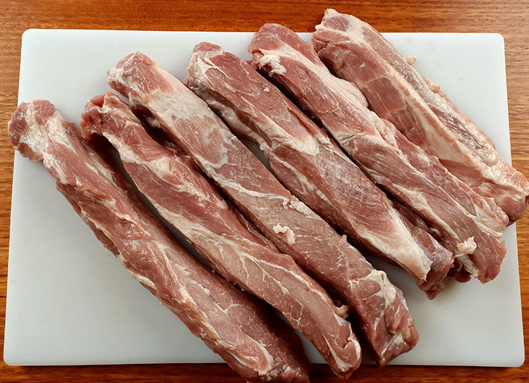 sliced pork collar butt for char siu pork recipe