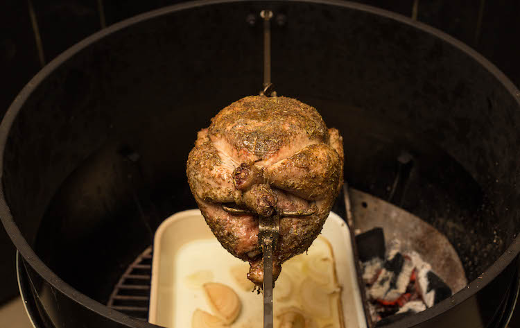 rotisserie chicken on weber kettle