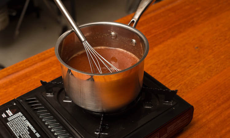 BBQ sauce in a saucepan on the stove