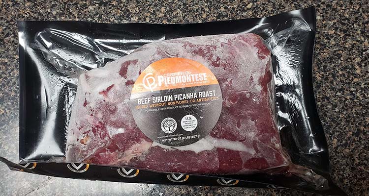 vacuum-sealed raw Certified Piedmontese beef picanha 
