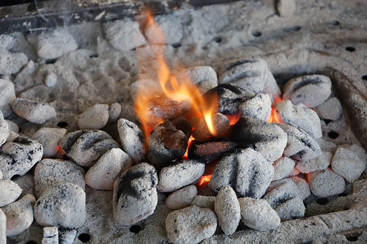 burning charcoal