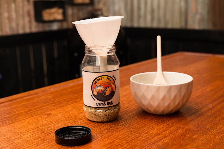 lamb seasoning in a rub shaker