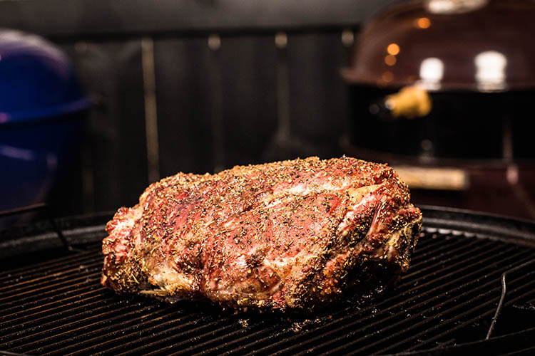 smoked leg of lamb on a smoker