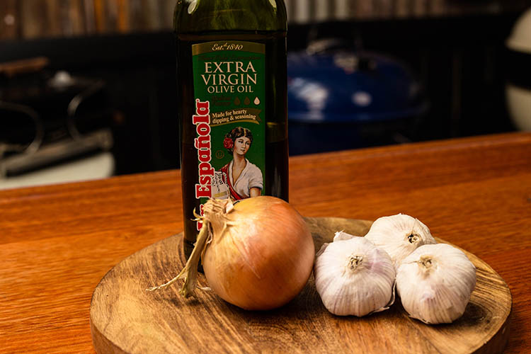 Brazilian Sofrito ingredients on a wooden table