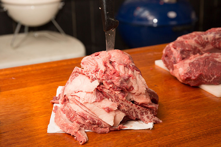 trimmed pieces of beef brisket