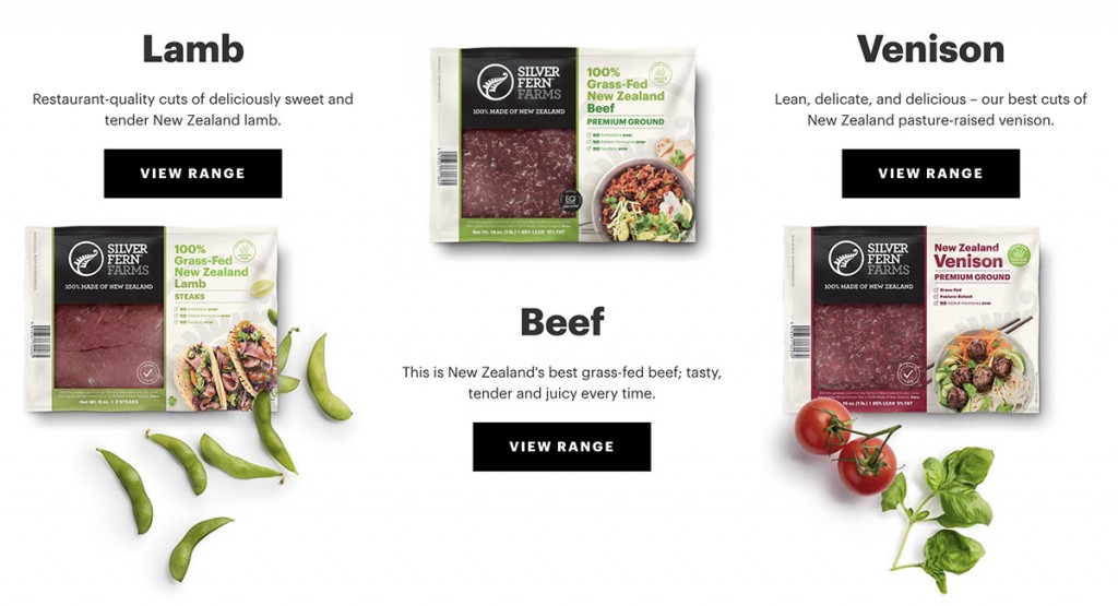 meat selection from silver fern farms on the company's website