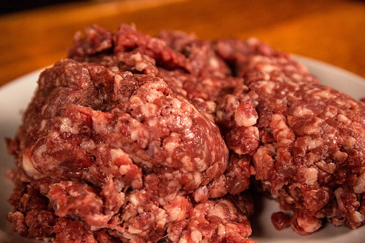 ground beef on a white plate