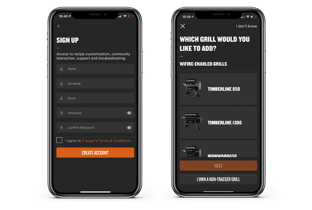 Traeger app screenshots