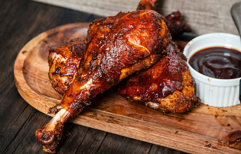 Smoked Turkey Legs with BBQ Glaze