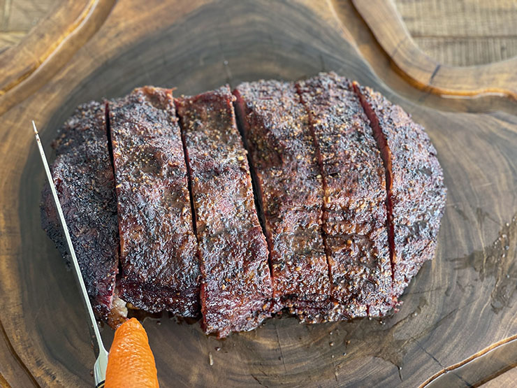 smoked brisket point sliced