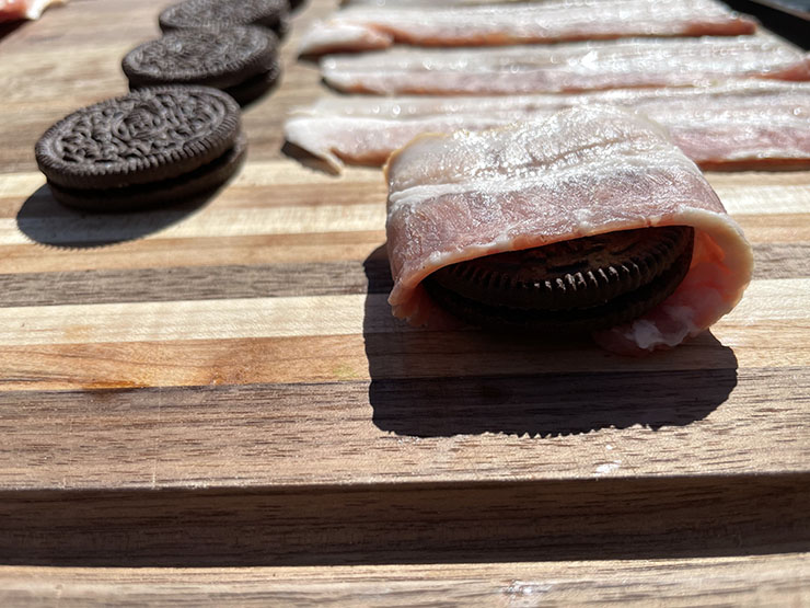 oreo cookie wrapped in bacon