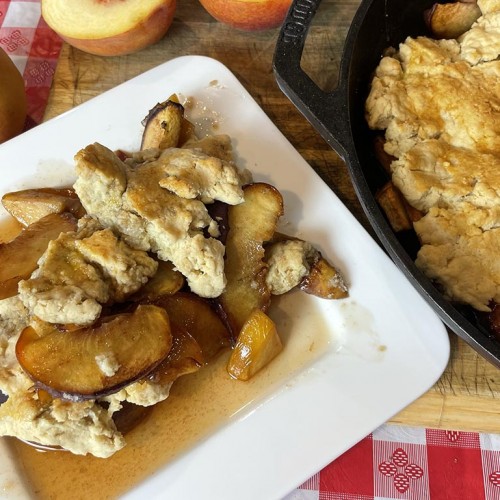 smoked peach cobbler