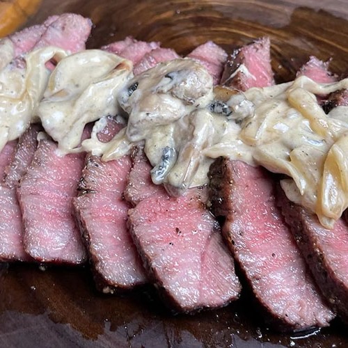 grilled flat iron steak sliced