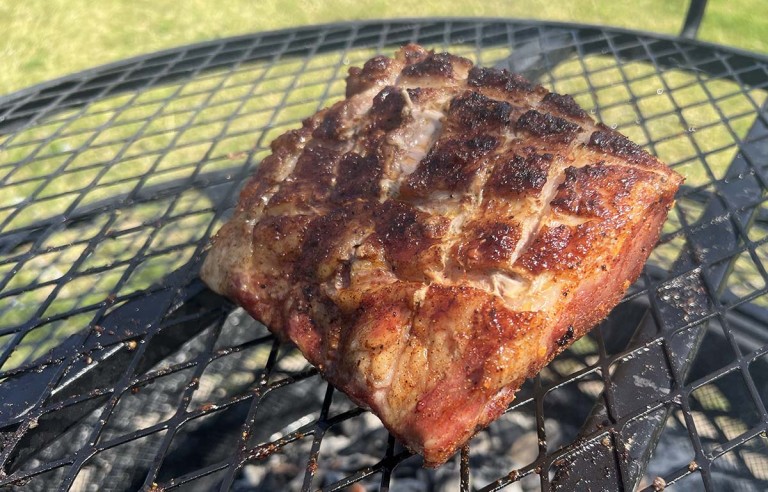 Rack of Pork Grilled Over an Open Fire