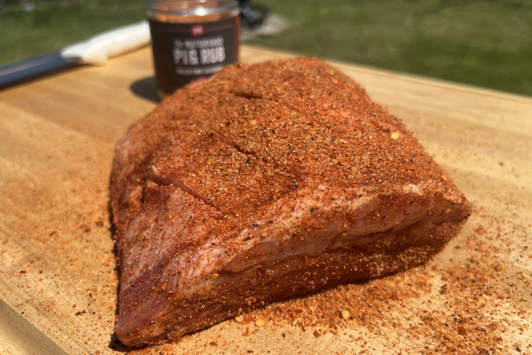 seaspmed rack of pork on wooden board