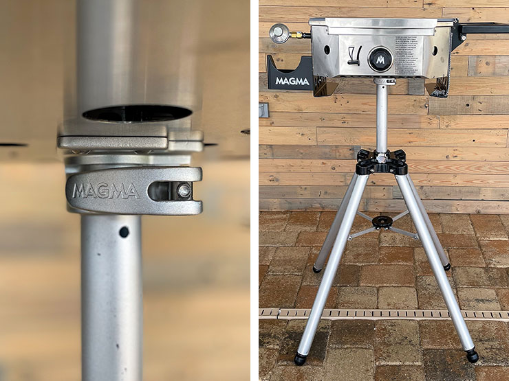 Magma Crossover grill quad pod stand close up view
