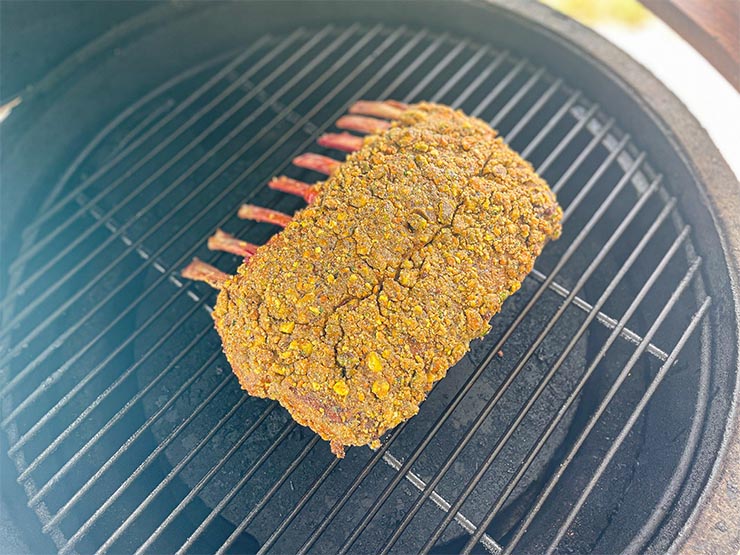 lamb rack on a smoker