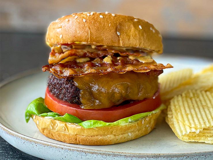 smoked hamburger on a plate