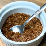 bbq coffee rub in a white bowl