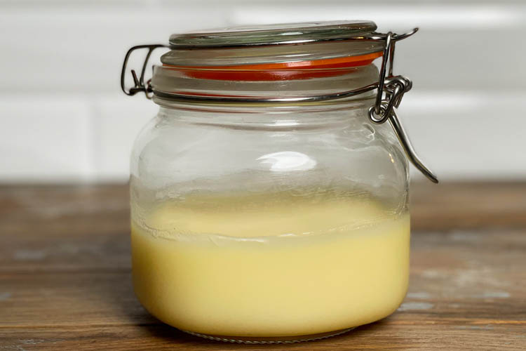 cold tallow in a mason jar