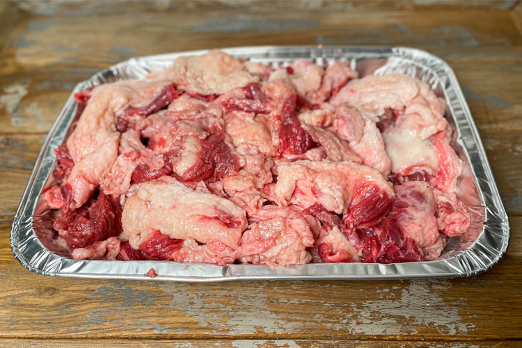 aluminum tray with brisket fat