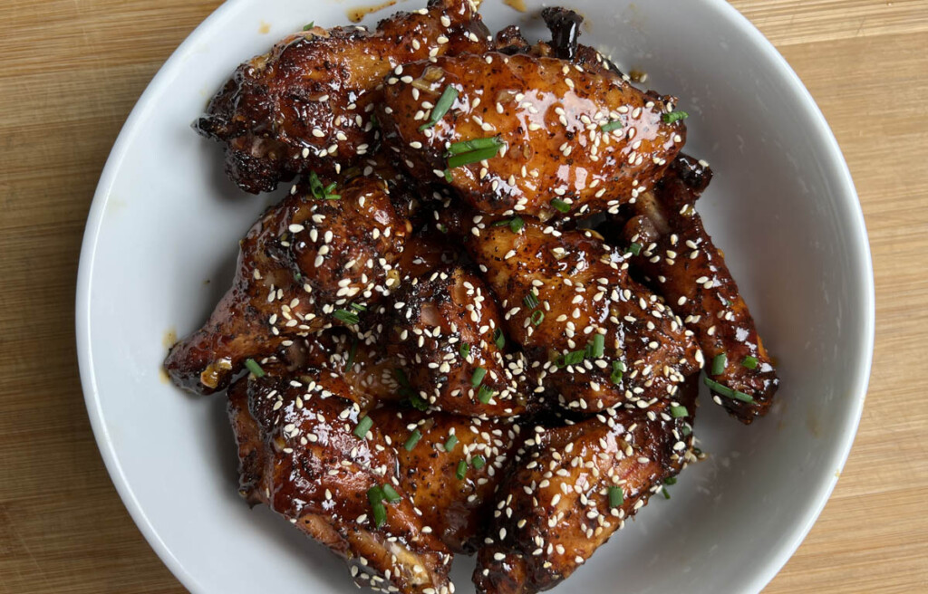 smoked and fried garlic honey wings
