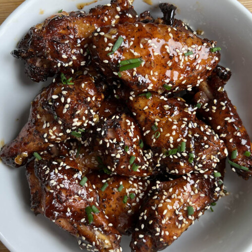 smoked and fried garlic honey wings