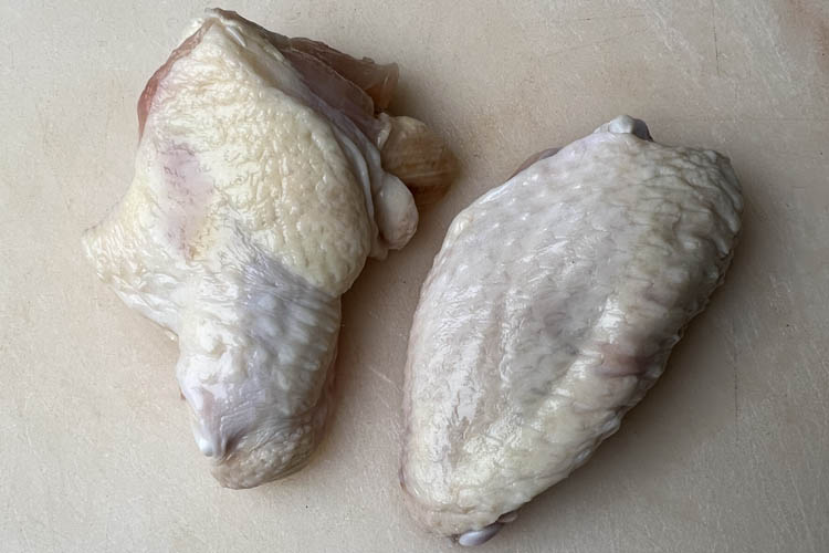 chicken wing cut into two pieces