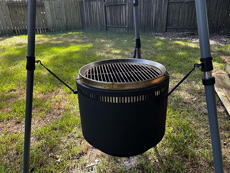 Burch Barrel Grill with an open lid
