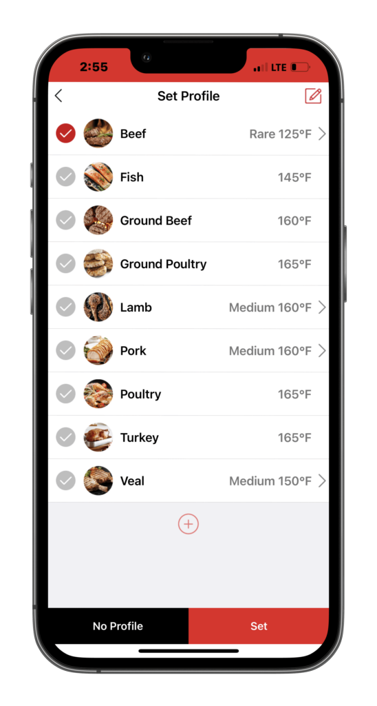 ThermoPro TempSpike app preset temps