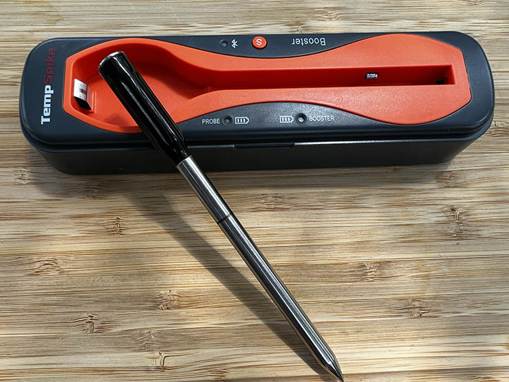 ThermoPro TempSpike meat temperature probe on a wooden table