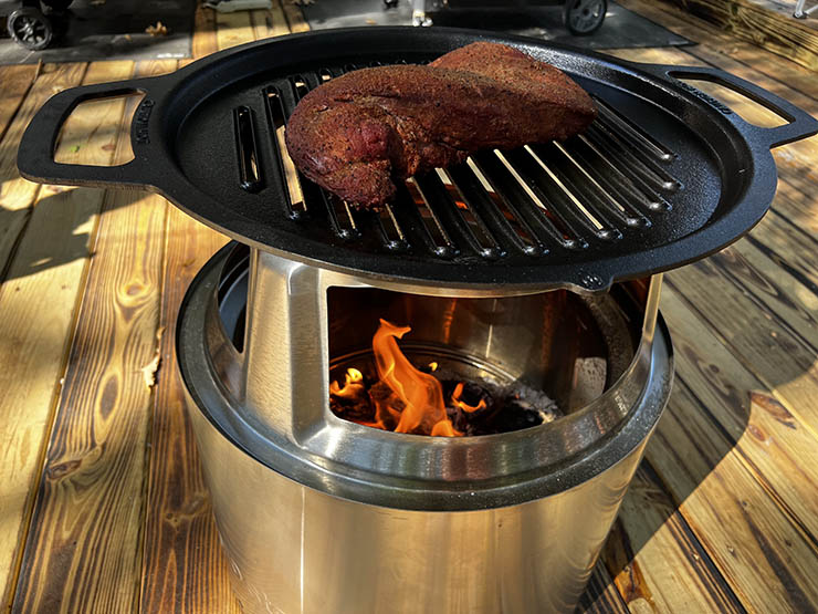 meat grilling on the solo stove bonfire