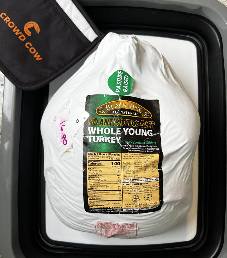 crowd cow turkey in a white bag