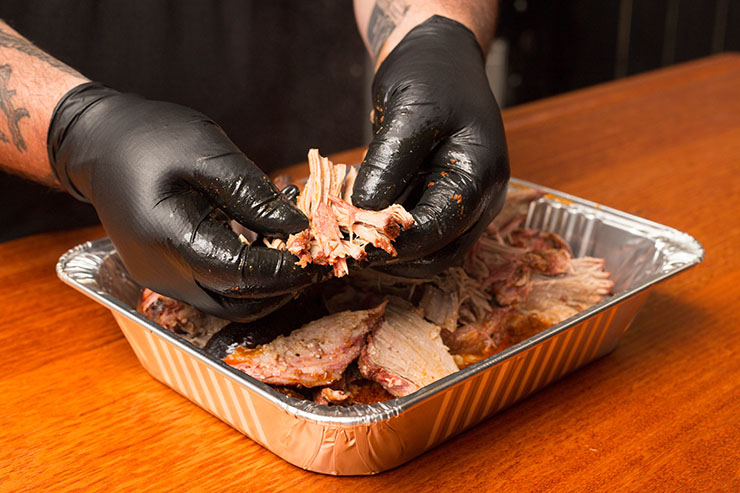 shredding smoked pork butt by hand
